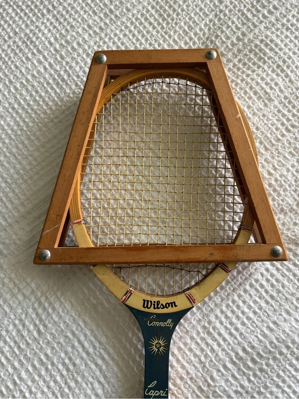 Vintage Wilson Maureen Connolly Capri Wooden Tennis Racket with Wooden Press